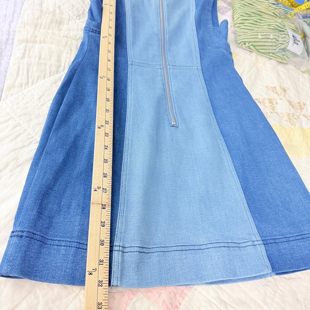 Pilcro Two-Tone Blue Denim Mini Dress - Picture 9 of 9